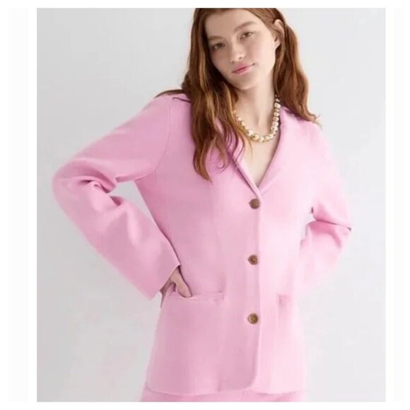 J. Crew Waisted Stretch Sweater Blazer in Pink - Picture 1 of 9